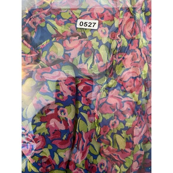 Nanette Lepore Silk Blouse Womens Size 8 Floral Dainty Ruffle Peasant Romantic - Picture 11 of 11